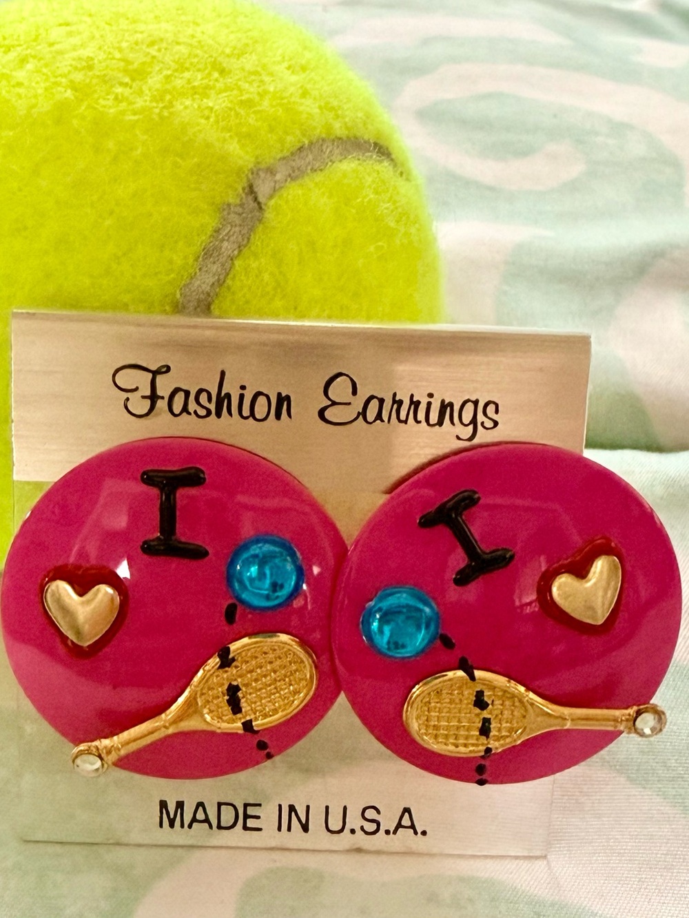 Pink Tennis Theme pierced Earrings